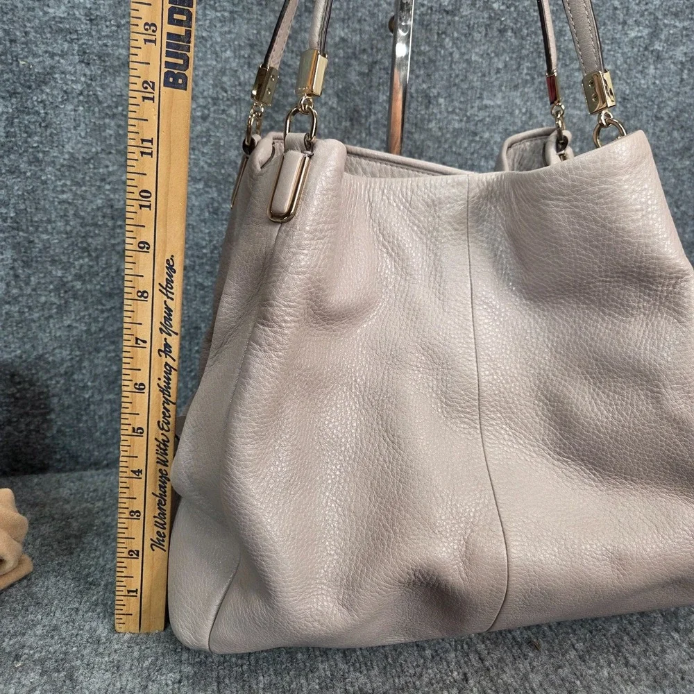 Coach Bag 26224 Madison Pebbled Leather Phoebe Shoulder Bag Taupe Preowned Clean